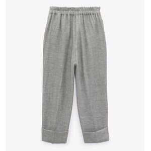 TEXTURED TURNED UP CUFF PANTS